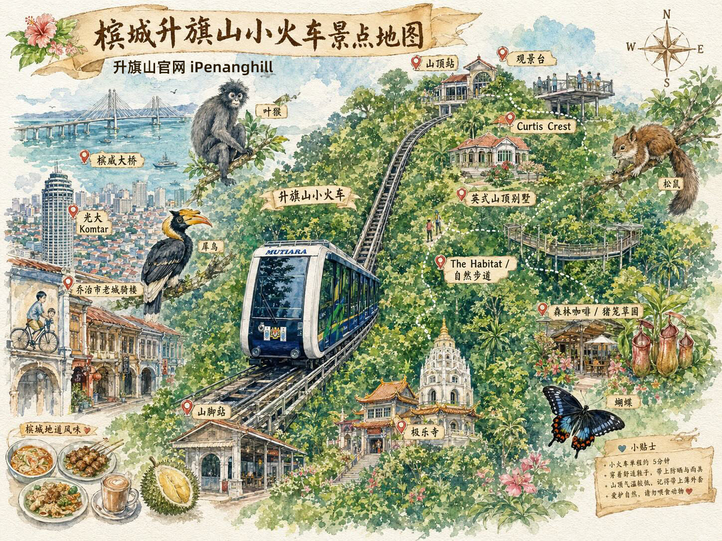 槟城升旗山路线图